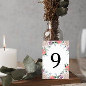 Blush Pink Rose Wedding Table Number Card Tischnummer