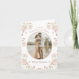 Blush Pink Rose Wedding Thank You Cards Photo Einladung