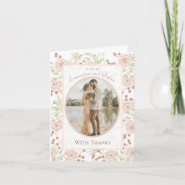 Blush Pink Rose Wedding Thank You Cards Photo Einladung