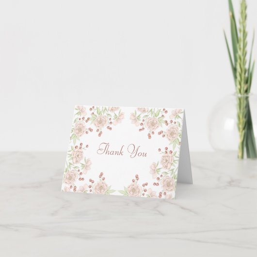 Blush Pink Rose Wedding Thank You Note Card Einladung (Vorderseite)