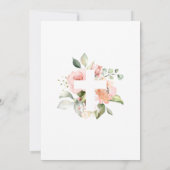 Blush Pink Rose & White Cross Girl Taufe Einladung (Rückseite)