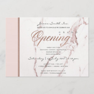 BLUSH PINK ROSÉGOLD MARMOR TEXTUR GRAND OPENING EINLADUNG