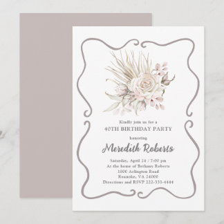 Blush Pink Roses 40th Birthday Party Einladung