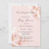 Blush Pink Roses Adoption Script Kinderdusche Einladung (Vorderseite)
