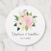 Blush Pink Roses Bloral Botanische Hochzeit Geschenkanhänger (Vorderseite)