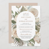 Blush Pink Roses Bloral Double Arch Wedge Einladung (Vorne/Hinten)