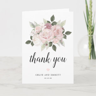 Blush Pink Roses Bloral Wedding Danke Karte