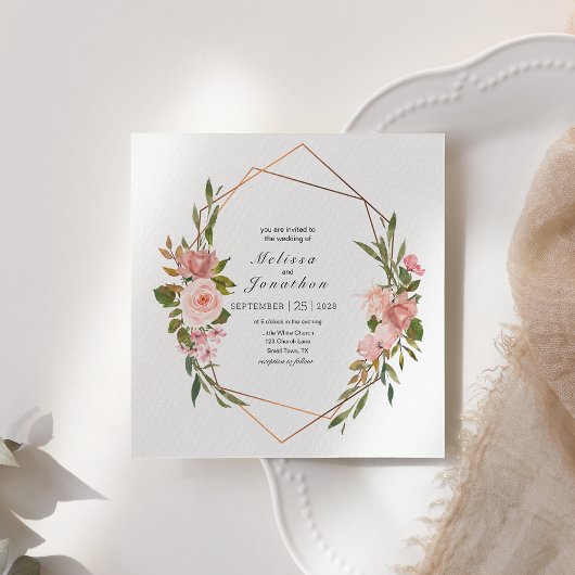 Blush Pink Roses Bloral Wedding Einladung