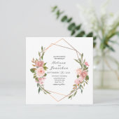 Blush Pink Roses Bloral Wedding Einladung (Stehend Vorderseite)