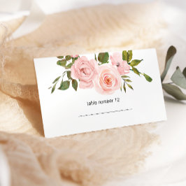 Blush Pink Roses Bloral Wedding Escort Card Platzkarte