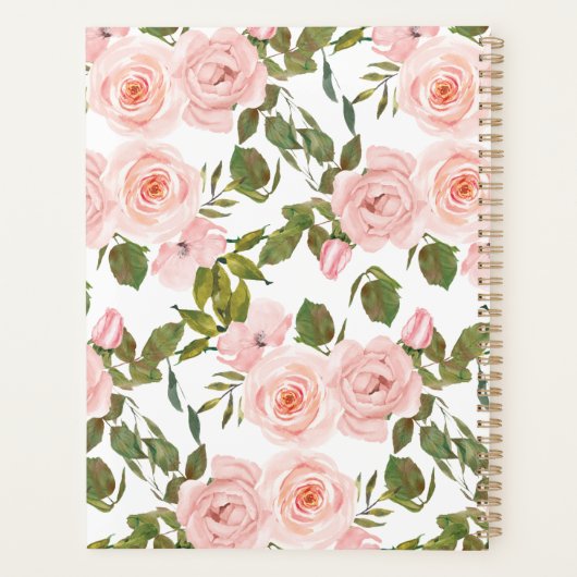Blush Pink Roses Bloral Wedding Planner Planer (Rückseite)