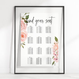 Blush Pink Roses Blues Hochzeitsdiagramm Poster