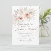 Blush Pink Roses Boho Christliche Hochzeit Einladung (Stehend Vorderseite)