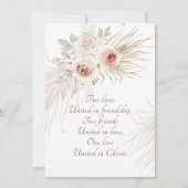 Blush Pink Roses Boho Christliche Hochzeit Einladung (Rückseite)