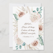 Blush Pink Roses Boho Christliche Hochzeit Einladung (Rückseite)