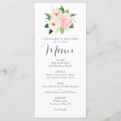 Blush Pink Roses Botanische Wasserfarbenhochzeit Menükarte (Vorderseite)