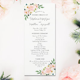 Blush Pink Roses Botanische Wasserfarbenhochzeit Programm