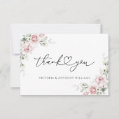 Blush Pink Roses Brautparty Flat Danke Karte (Vorderseite)