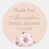 Blush Pink Roses Brautparty Vielen Dank Runder Aufkleber (Vorderseite)