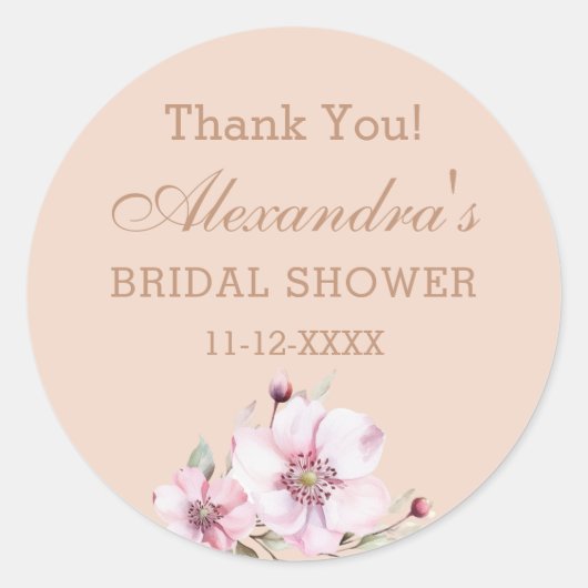 Blush Pink Roses Brautparty Vielen Dank Runder Aufkleber (Vorderseite)