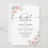 Blush Pink Roses Bridal Dusche Einladung (Vorderseite)