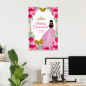 Blush Pink Roses Charra Quinceañera Crown Geburtst Poster (Heimbüro)
