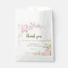 Blush Pink Roses Chic Bridal Shower Thank You Geschenktütchen
