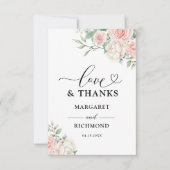 Blush Pink Roses Elegante Hochzeit Danke Karte (Vorderseite)