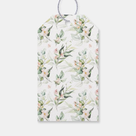 Blush Pink Roses Eucalyptus Baby Dusche Vielen Dan Geschenkanhänger (Rückseite)