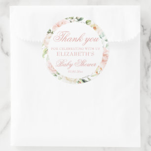 Blush Pink Roses Eucalyptus Girl Baby Dusche Runder Aufkleber