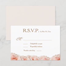 Blush Pink Roses Floral Gold Weiße Hochzeit RSVP