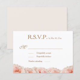 Blush Pink Roses Floral Gold Weiße Hochzeit RSVP Einladung