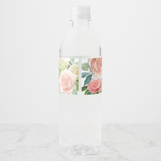 Blush Pink Roses Girl Taufe Wasser Flasche Etikett (Rückseite)