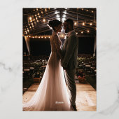 Blush Pink Roses Gold Foil Black Modern Wedding Folieneinladung (Rückseite)