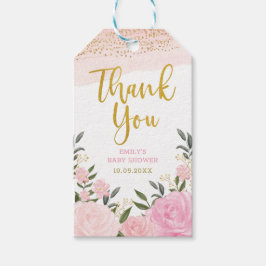 Blush Pink Roses Gold Glitzer Vielen Dank Geschenkanhänger