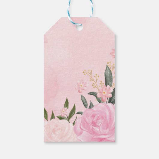 Blush Pink Roses Gold Glitzer Vielen Dank Geschenkanhänger (Rückseite)