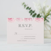 Blush Pink Roses Gray Elegante Blumenzange RSVP Einladung (Stehend Vorderseite)