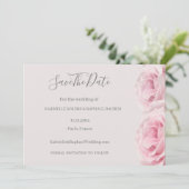 Blush Pink Roses Grey Floral Save the Date Hochzei Einladung (Stehend Vorderseite)