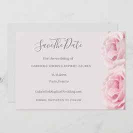 Blush Pink Roses Grey Floral Save the Date Hochzei Einladung