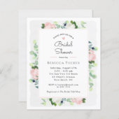 Blush Pink Roses Grüne Bridal Dusche Einladung (Vorne/Hinten)