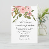 Blush Pink Roses Grüne Christliche Hochzeit Einladung (Stehend Vorderseite)