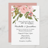 Blush Pink Roses Grüne Christliche Hochzeit Einladung (Vorne/Hinten)