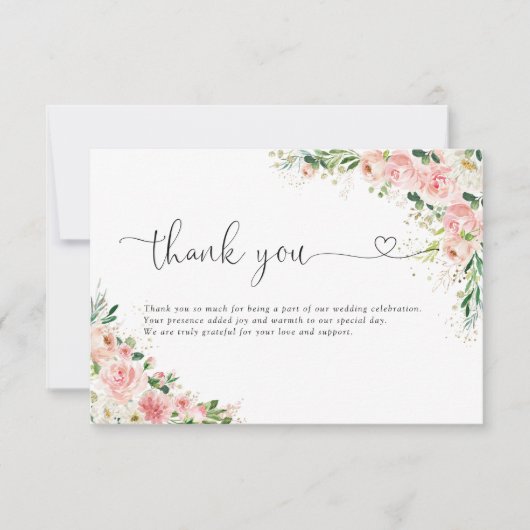 Blush Pink Roses Hochzeitsflat Danke Karten (Vorderseite)