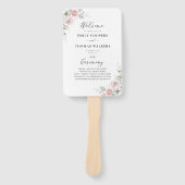 Blush Pink Roses Hochzeitsprogramm Hand Fan Fächer (Vorderseite)