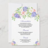 Blush Pink Roses Lila Hydrangea Blumenzehen Einladung (Rückseite)