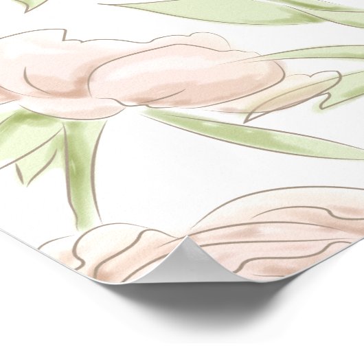 Blush Pink Roses Modern Wedding Seating Chart Poster (Ecke)