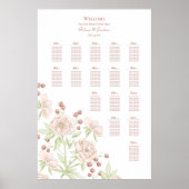 Blush Pink Roses Modern Wedding Seating Chart Poster (Vorne)