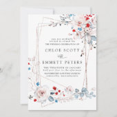 Blush Pink Roses Roses Rot und Blumen Hochzeit Einladung (Vorderseite)