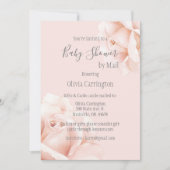 Blush Pink Roses Script Baby Dusche by Mail Einladung (Vorderseite)