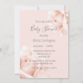 Blush Pink Roses Script Baby Dusche Einladung (Vorderseite)